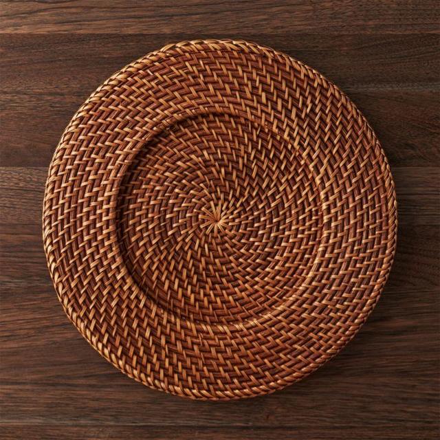 Artesia Honey Rattan Charger Plate, Set of 6