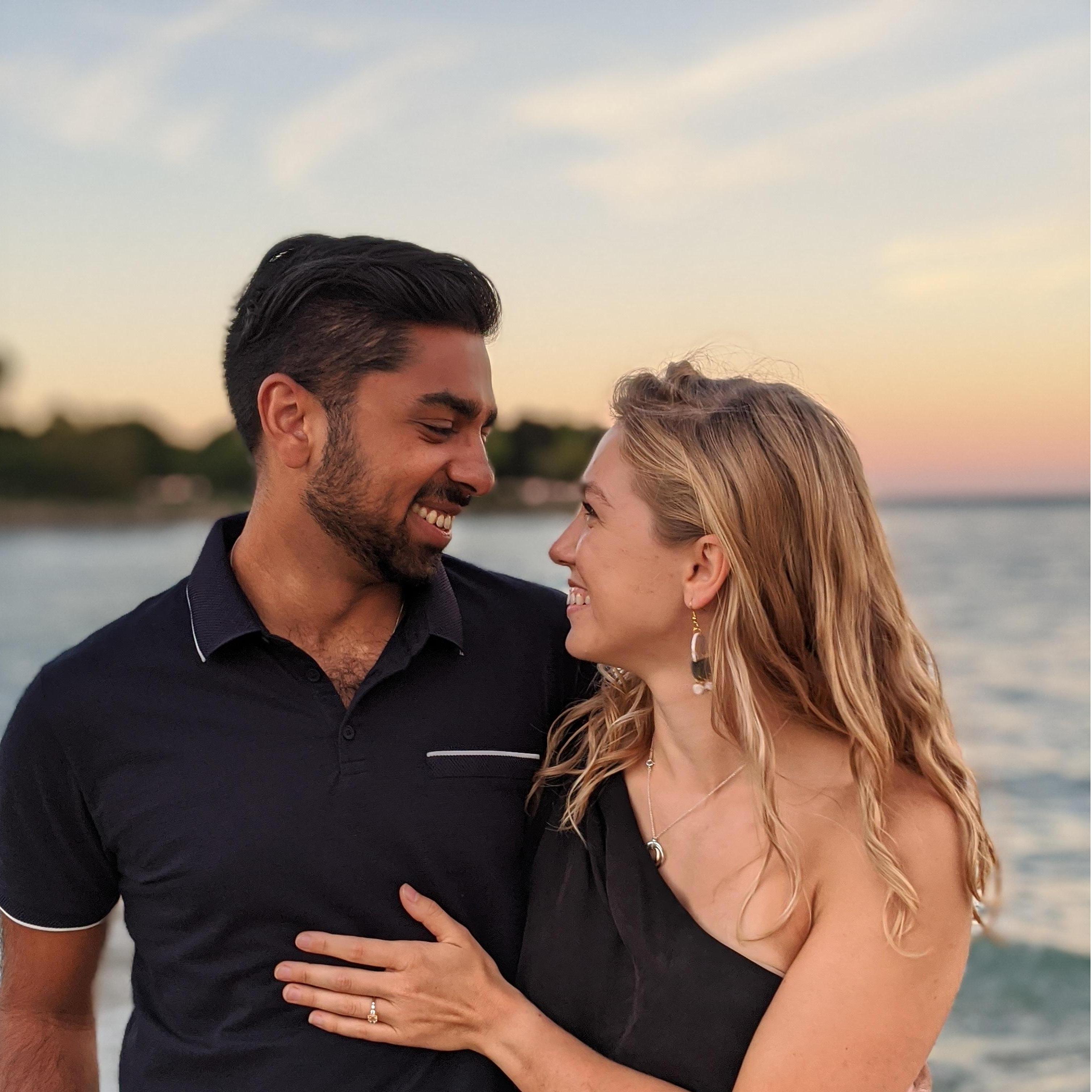 Right after Raghav popped the question! Sunset courtesy of Promonitory Point in Chicago