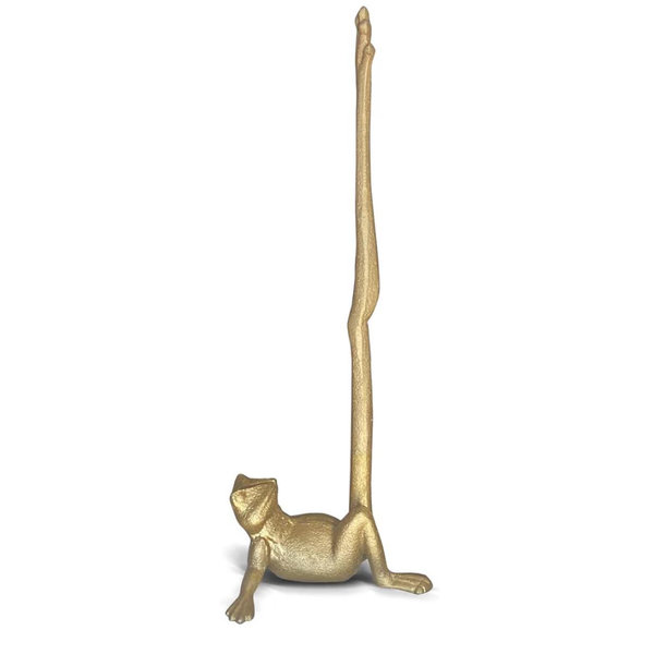 WallCharmers Gold Paper Towel Holder, Metal Toilet or Kitchen Paper Holder for Floor or Countertop, Gold Frog
