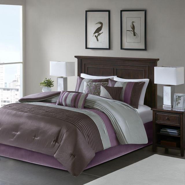 Madison Park Amherst 7-Piece Queen Comforter Set in Plum