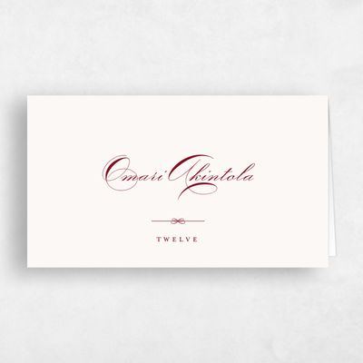 Light Burgundy, Red Wedding Place Card - Perseus