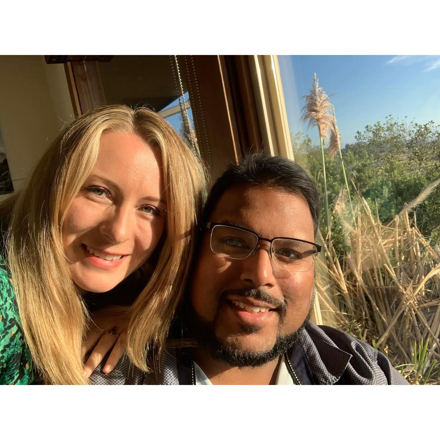 Out to dinner for Ash's birthday in 2023.