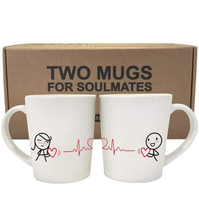 BOLDLOFT Love You with Every Beat of My Heart Couple Coffee Mugs-Couple Gifts,Girlfriend Gifts,Boyfriend Gifts for Anniversary Valentines Day Christmas Long Distance Relationships Gifts