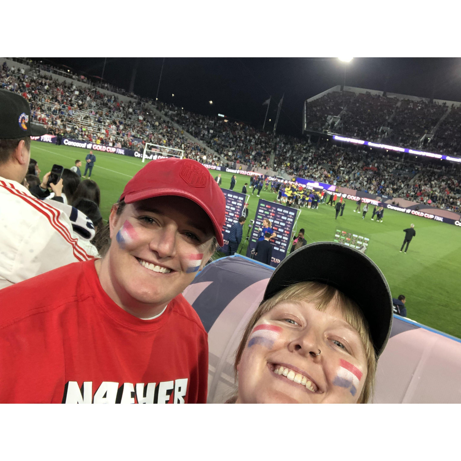 We've always loved a sports game! Bridgette got an autographed Glove from the USWNT's Goalie Alyssa Naeher at this game.
