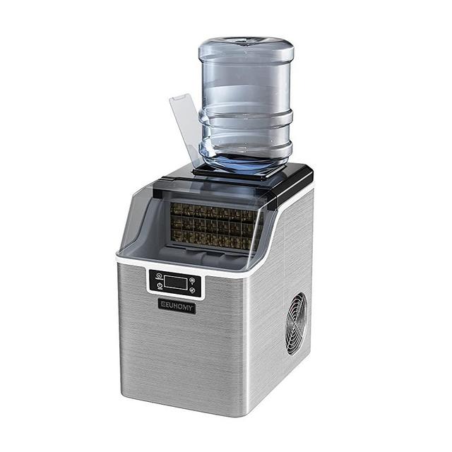 Euhomy Ice Maker Machine Countertop, 45Lbs/24H Portable Compact Ice Cube Maker, with Ice Scoop & Basket, Perfect for Home/Kitchen/Office/Bar (Sliver)