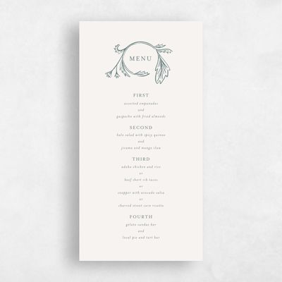 Blue Floral Wedding Menu - Desrosiers