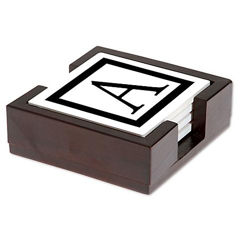 Thirstystone® Spa Monogram Letter "D" Coasters in Black/White (Set of 4)