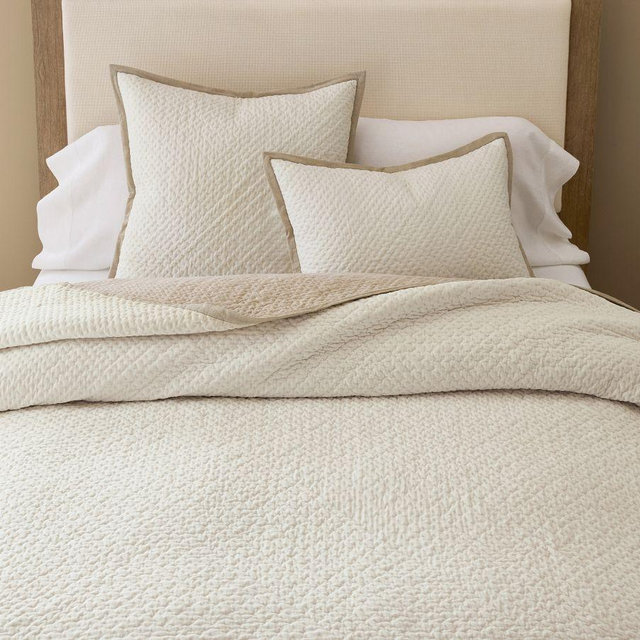 Cross Stitch Velvet Quilt, Ivory, King/Cal. King