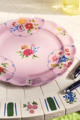 Annette Floral Melamine Dinner Plates, Set of 4