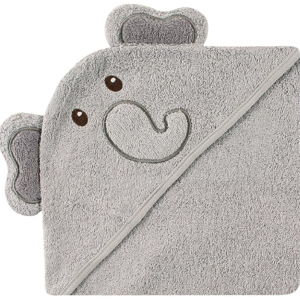 Luvable Friends Unisex Baby Cotton Animal Face Hooded Towel, Elephant