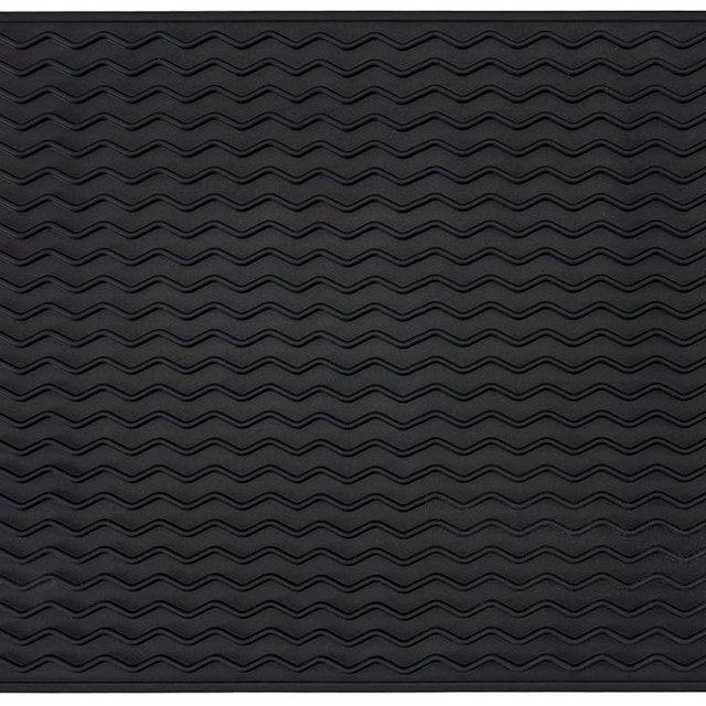 Large 17" x 14" Silicone Dish Drying Mat for Kitchen Counter, Easy clean, Quick Dry, Heat-resistant Dish Drainer Mat for Sink,Refrigerator or Drawer liner (Food Grade Silicone-Black)