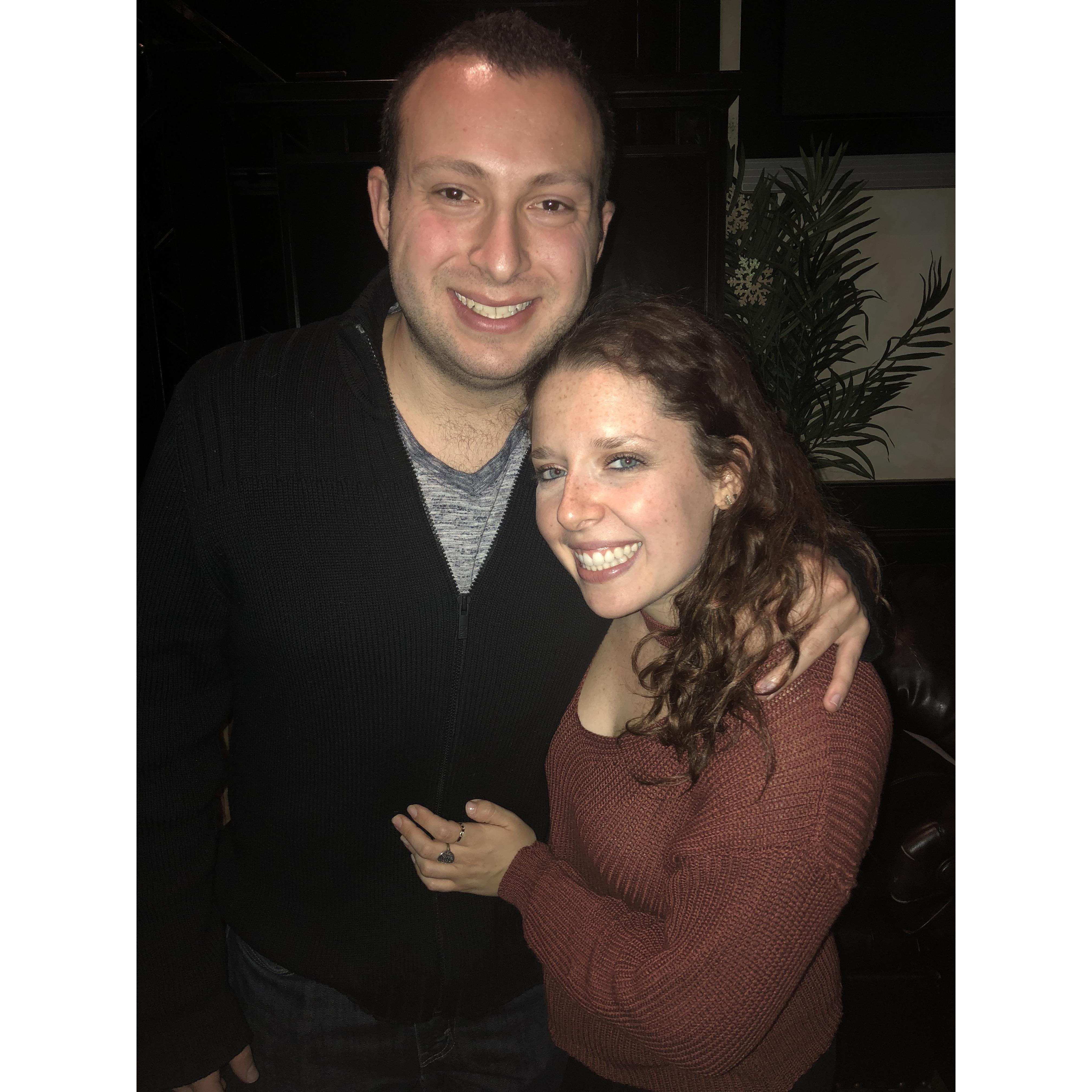 Corey and Tara's first picture together at a Shabbat event in NYC, in February 2018! The one that made them Insta-official.