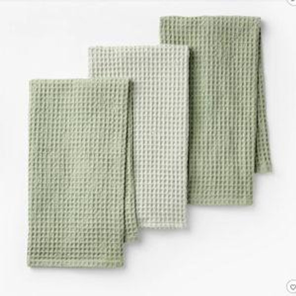 3pc Waffle Kitchen Towels Green - Figmint™