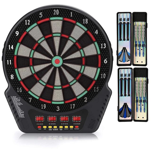 Biange Electronic Dart Board, Digital Soft Tip Dart Boards, Dartboard Set 13.5” Target Area, 27 Games and 243 Variants with 6 18g Darts, 4 LED Displays, 100 Tips, Flights, Support 16 Players