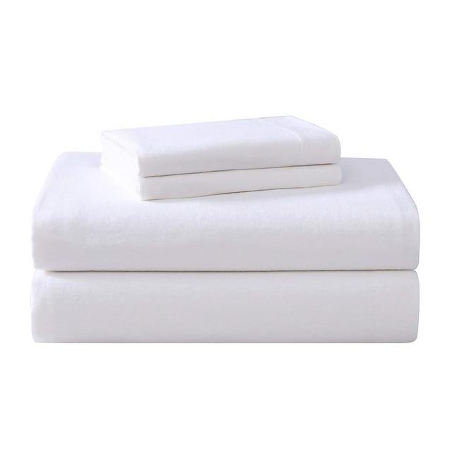 Laura Ashley - Queen Sheet Set, Cotton Flannel Bedding, Brushed for Extra Softness & Comfort (True White, Queen)