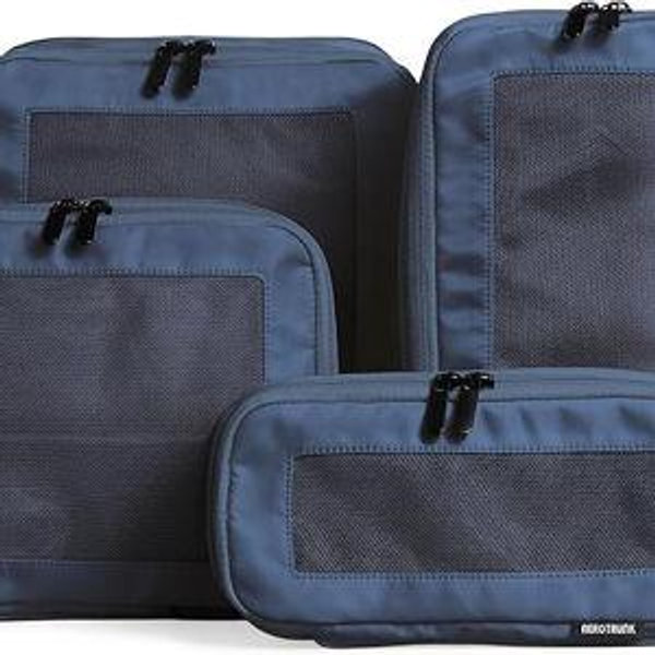 Aerotrunk Compression Packing Cubes for Travel - Luggage Organizer Bags - Double Zipper Packing Cubes for Suitcases (6-Pack, Dark Blue)