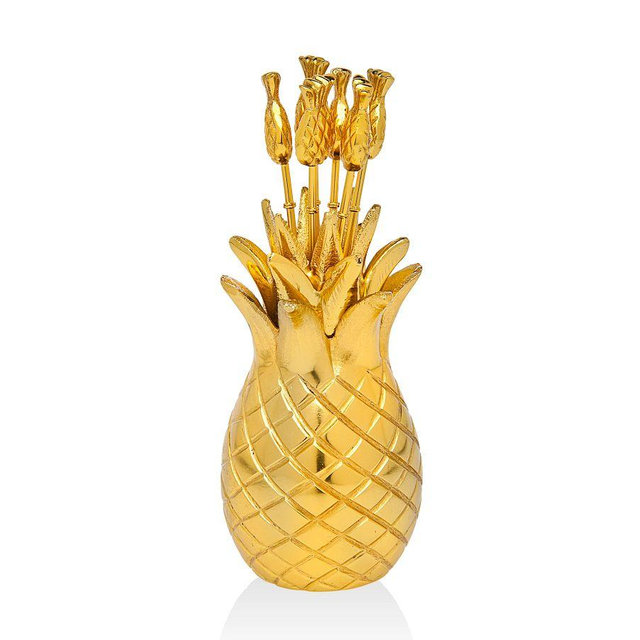 Brass Pineapple Cocktail Picks, Set of 6