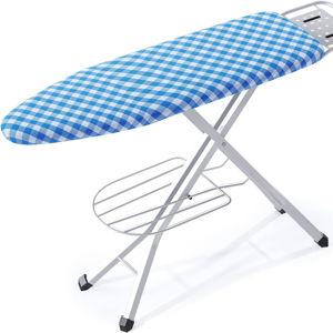 Ironing Board, Heat Resistant Cover Iron Board with Steam Iron Rest, Non-Slip Foldable Ironing Stand. Heavy Sturdy Metal Frame Legs Iron Stand(13 * 34 * 53 Inches) (Blue White)