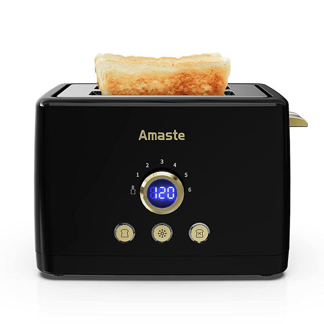 2 Slice Toaster, Retro Bread Toaster with LED Display, Extra Wide Slots Toasters with 6 Bread Shade Settings, Bagel, Cancel, Defrost Function, Stainless Steel with High Lift Lever, Removal Crumb Tray