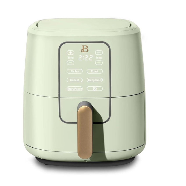 Beautiful 6-Quart Digital Air Fryer with TurboCrisp Technology and Touch-Activated Display by Drew Barrymore – 1750W Power, 4 Cooking Modes, Dishwasher Safe (Sage Green)