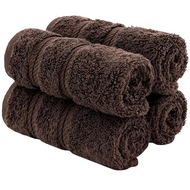 American Soft Linen Cotton Jumbo and Oversized Bath Towels in 15 Colors Options & Styles, Useful for Everywhere, Premium Quality (Brown, 4-Pack Face Towel Washcloths)