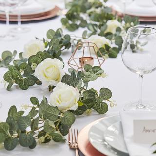 Eucalyptus & White Flower Garland, Set of 2