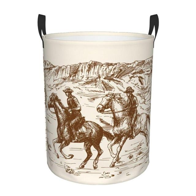 Large Laundry Basket Western Cowboy Home Decor Laundry Hamper With Handles Collapsible Laundry Baskets Waterproof Dirty Clothes Hamper Storage Basket Toy Bins For Room Bathroom Bedroom Decor