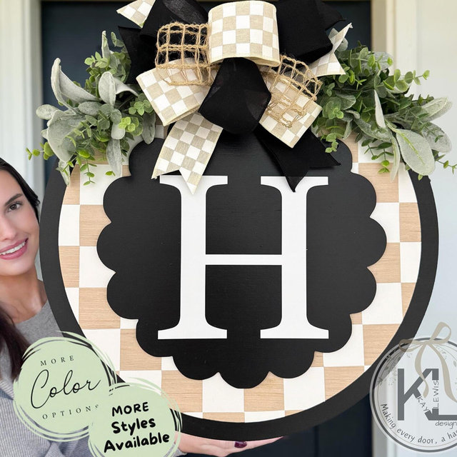 Front Door Hanger | Front Door Wreath | Hi | Hello Sign | Front Door Sign | Welcome Door Hanger | Year Round Door Hanger | Checker
