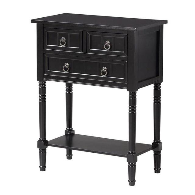 Convenience Concepts Kendra 3 Drawer Hall Table with Shelf, Black