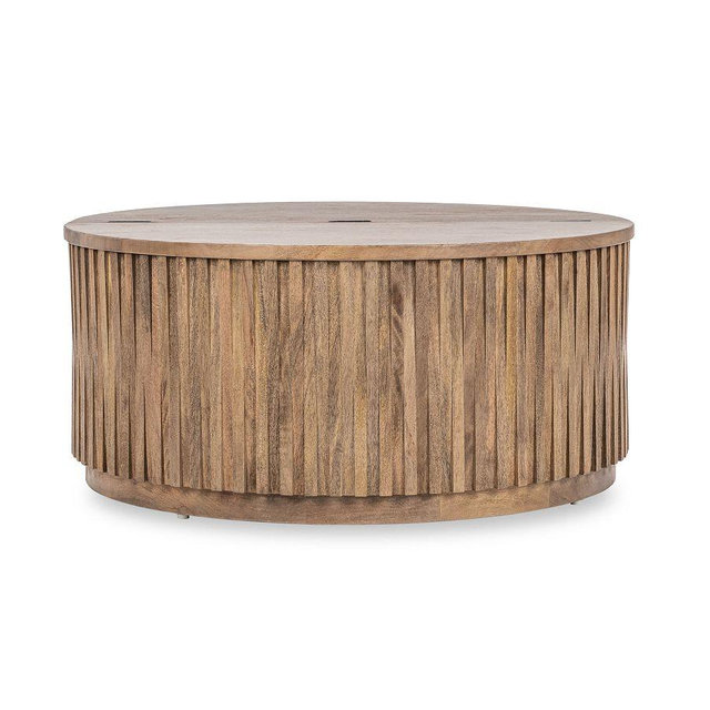 Coloma 40" Round Storage Coffee Table, Heirloom Wheat