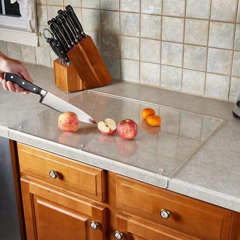 Acrylic Cutting Boards for Kitchen Counter, Acrylic Anti-Slip Transparent Cutting Board with Lip for Counter Countertop Protector Home Restaurant (24 x 18 in)