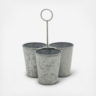 Galvanized Round Cup Utensil Caddy