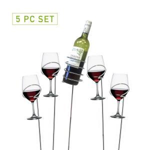 Mind Reader Picnic Wine Bottle and Glass Holder Stemware Organizer Sticks Set (5-Piece)-WSTIX5-SIL - The Home Depot