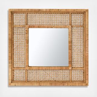 Boho Rattan Framed Wall Mirror