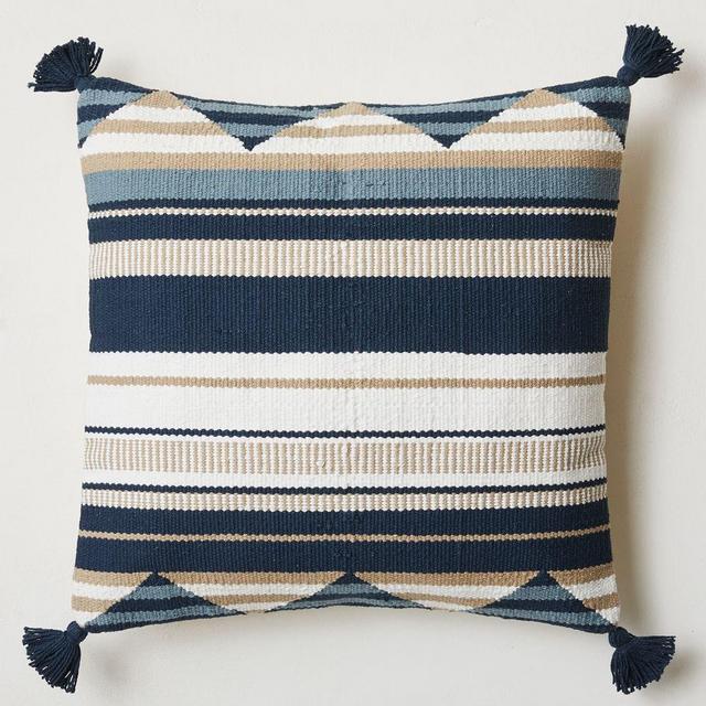 Woven Stripes Pillow Cover, 20"x20", Midnight, Set of 2