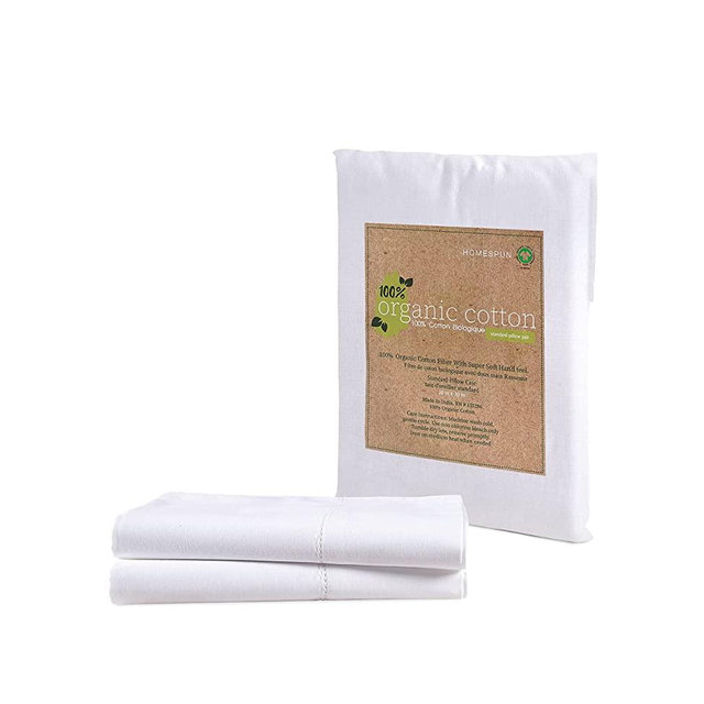 100% Organic Cotton White Pillow Cases - King Size, Ultra Soft and Crisp, Cool Percale Pillow Covers, Sleeping Pillow Covers, Set of 2 - White