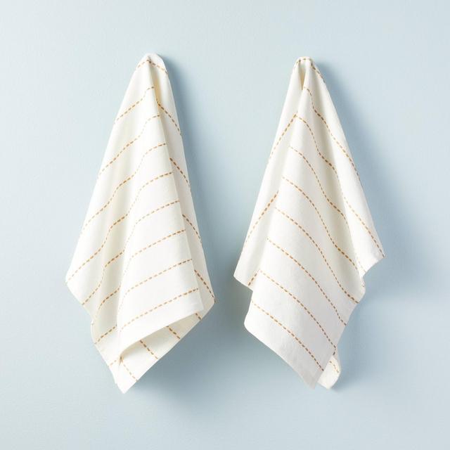 2ct Pick Stitch Kitchen Towel Set Yellow/Sour Cream - Hearth & Hand™ with Magnolia
