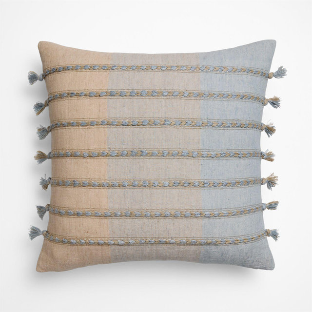 Isla Braided Stripe 23"x23" Bunbury Blue Throw Pillow with Down-Alternative Insert