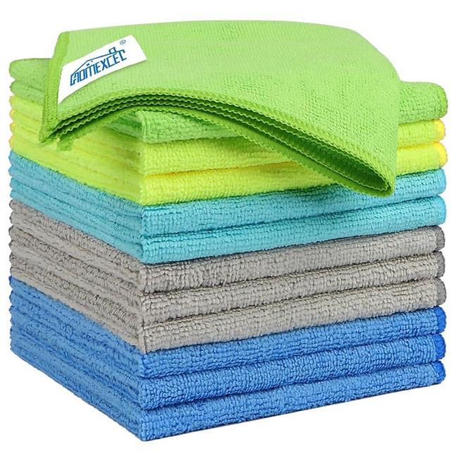 HOMEXCEL Microfiber Cleaning Cloths 12 Pack, 12.5 x 12.5 Inch Microfiber Towel for Cars, Ultra Absorbent Cleaning Rags, Lint Free Cleaning Towels for Household, Kitchen, Window, and Car, Multicolor