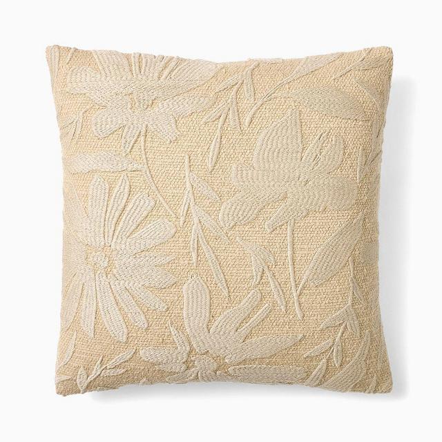 Textural Floral Pillow Cover, 18x18In, Camel