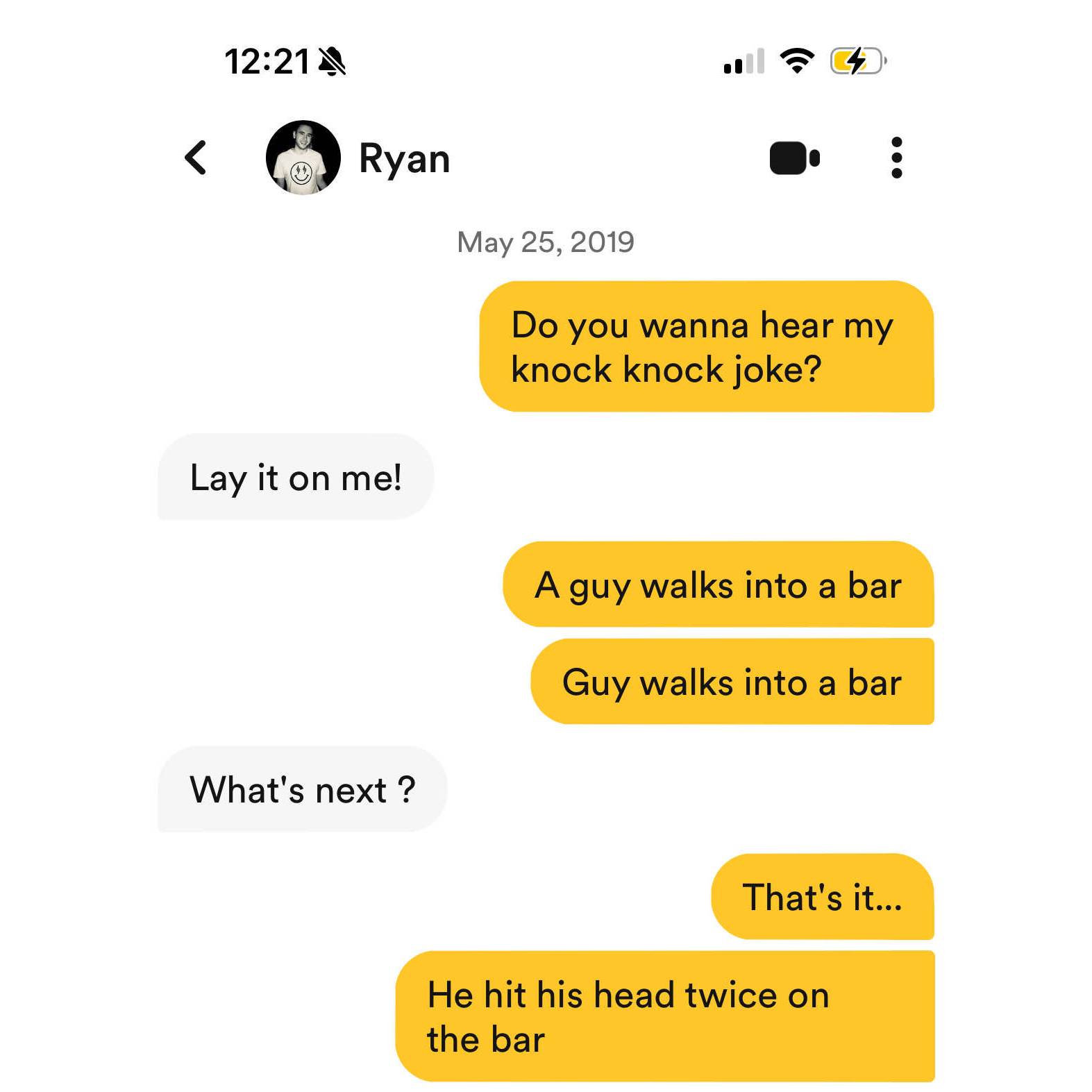 After a life time of living around the corner from one another, and attending 51s together, this was our first conversation.