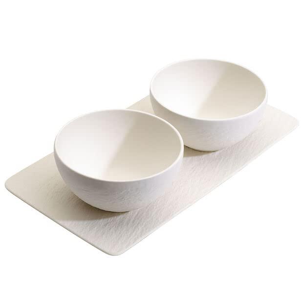Villeroy & Boch Manufacture Rock Blanc 3-Piece Condiment Set Bowl, White