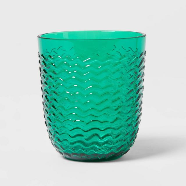 13oz Plastic Wave Texture Short Tumbler Green - Opalhouse™