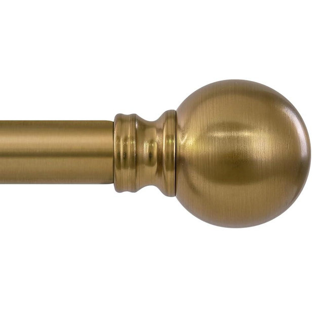 Warm Gold Curtain Rods for Windows 72 to144 Inch Brass Long Heavy Duty Window Curtain Rod Adjustable 1" Diameter with Metal Finials for Living Room Bedroom Farmhouse Kitchen Outdoor