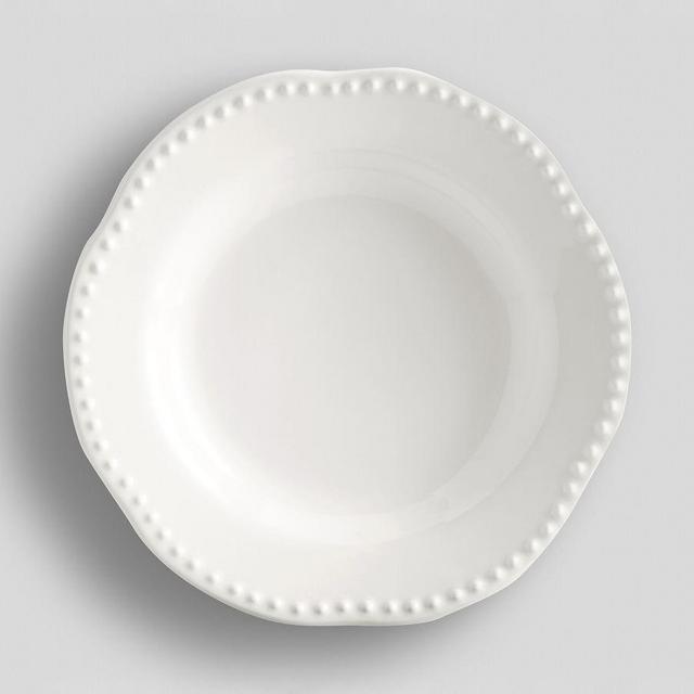 Emma Beaded Stoneware Salad Plates, Set of 4 - White