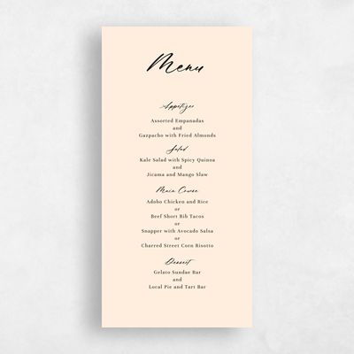 Buttercream, Beige Wedding Menu - Uzes