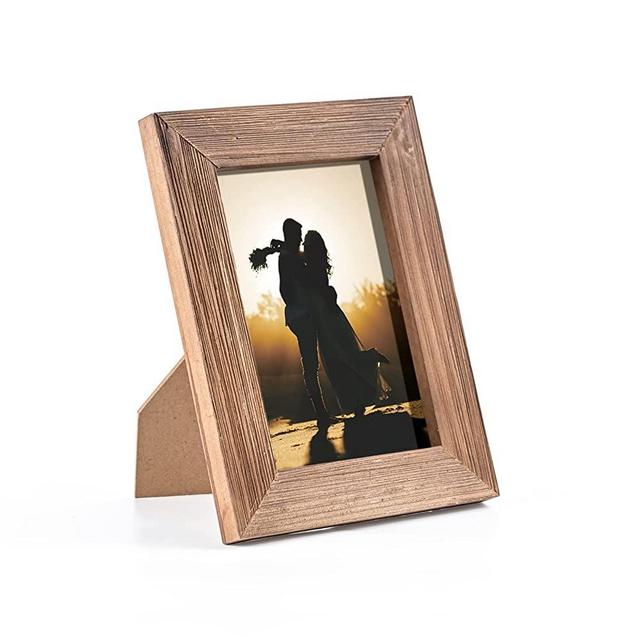 Wood Picture Frame 4x6 Brown Retro Photo Frames with Real Glass Solid Wooden Photo Frame Standing for Tabletop Hanging Wall Farmhouse Home Desk Office Decor Handmade Family Picture Frame Gift