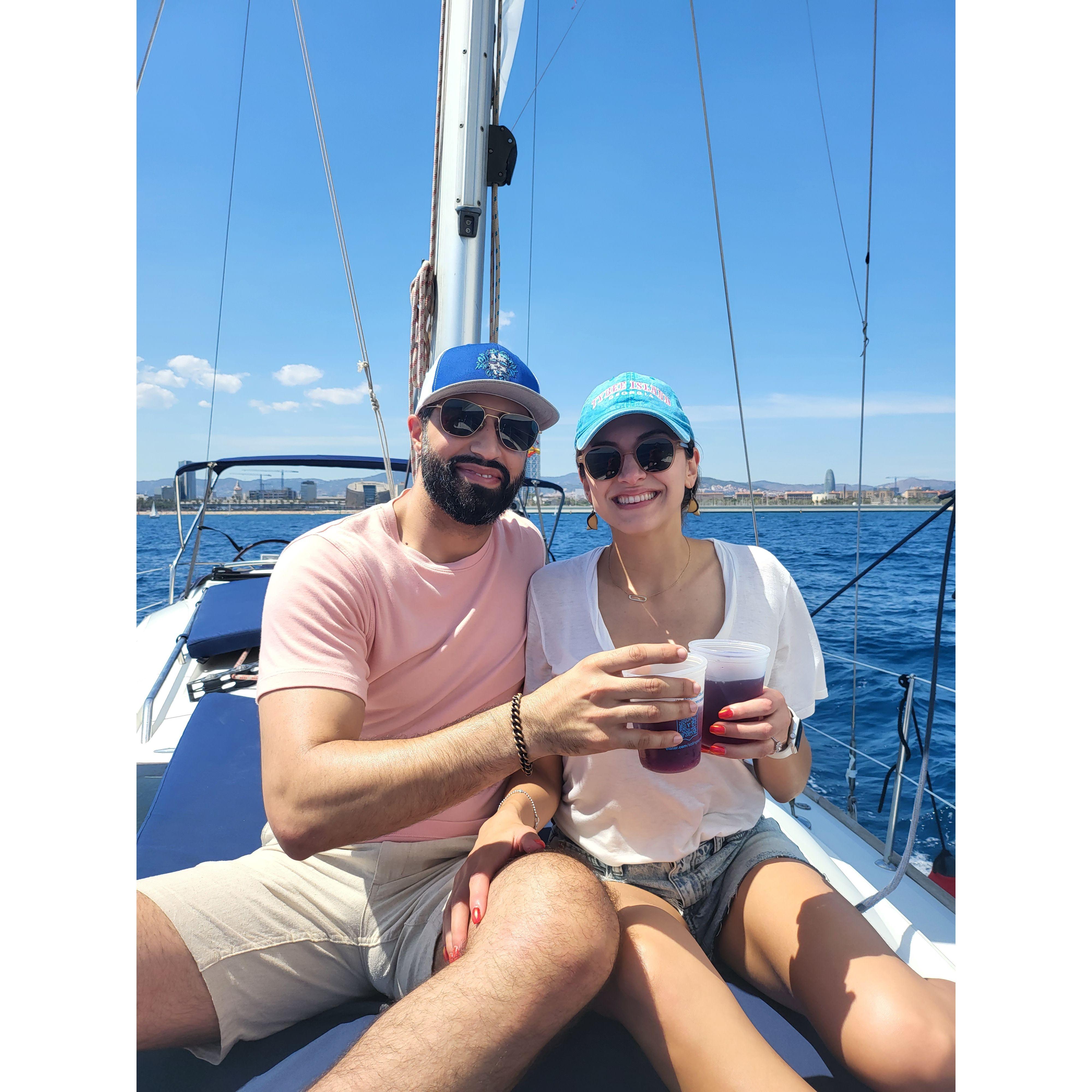 Living our best life sailing in Barcelona!