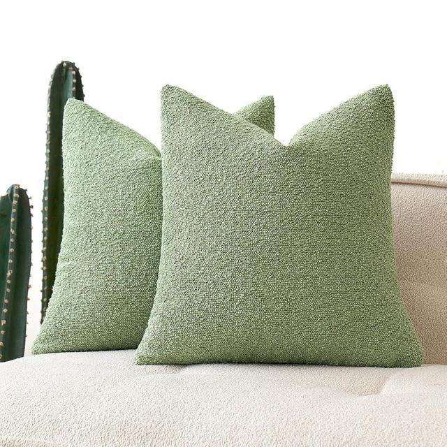 MIULEE Set of 2 Sage Green Throw Pillow Covers 20x20 Inch Decorative Couch Pillow Covers Textured Boucle Accent Solid Pillow Cases Soft for Cushion Chair Sofa Bedroom Livingroom Home Decor