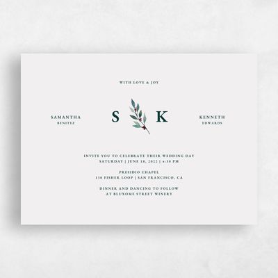 Grey Greenery Wedding Invitation - Oxley Stamp